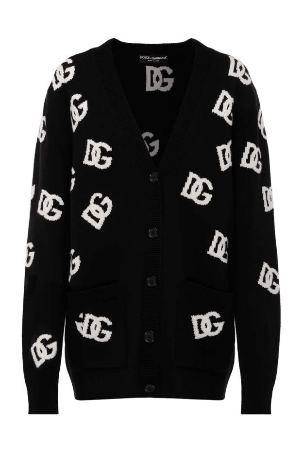 Dolce & Gabbana кардиган из шерсти с контрастным логотипом черный 177215 - фото 1