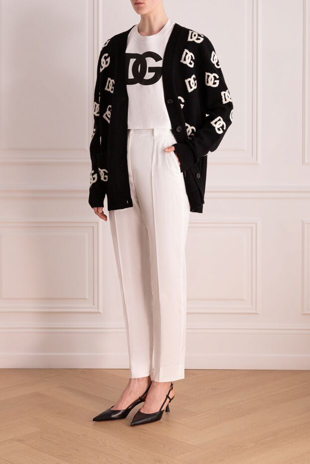 Dolce & Gabbana кардиган из шерсти с контрастным логотипом черный 177215 - фото 2