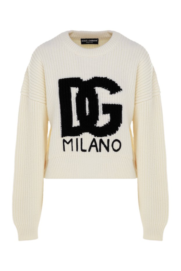 Dolce & Gabbana textured knit wool jumper with large black logo 177216 - photo 1