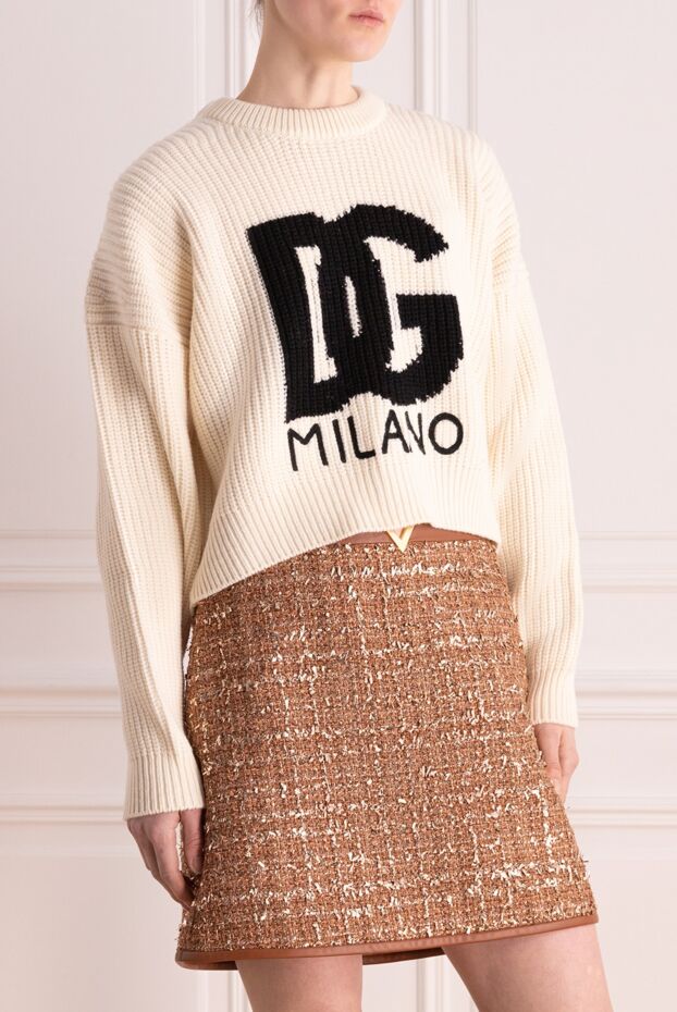 Dolce & Gabbana textured knit wool jumper with large black logo 177216 - photo 3