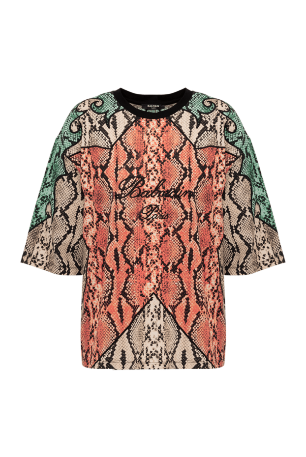 Balmain хлопковая футболка с разноцветным змеиным рисунком и логотипом
177234 - фото 1