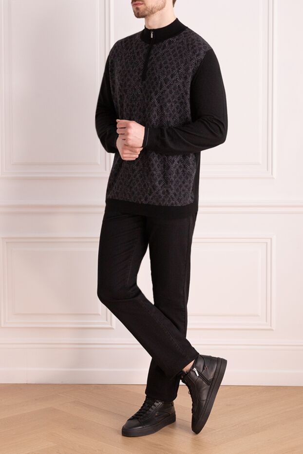 Scissor Scriptor men's black jeans made of heavy denim with a crocodile patch
 177253 - photo 2