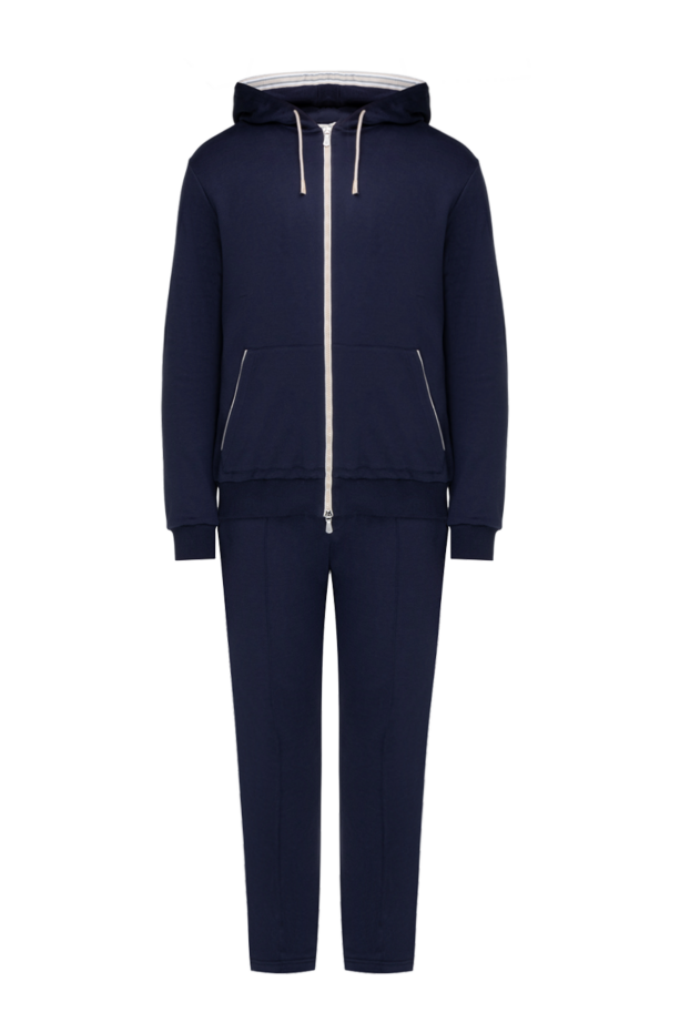 Eleventy men's blue cotton and polyamide walking suit with a hood 177508 - photo 1