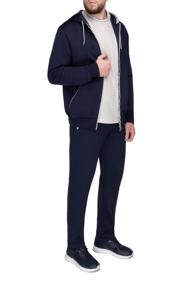 Eleventy men's blue cotton and polyamide walking suit with a hood 177508 - photo 2