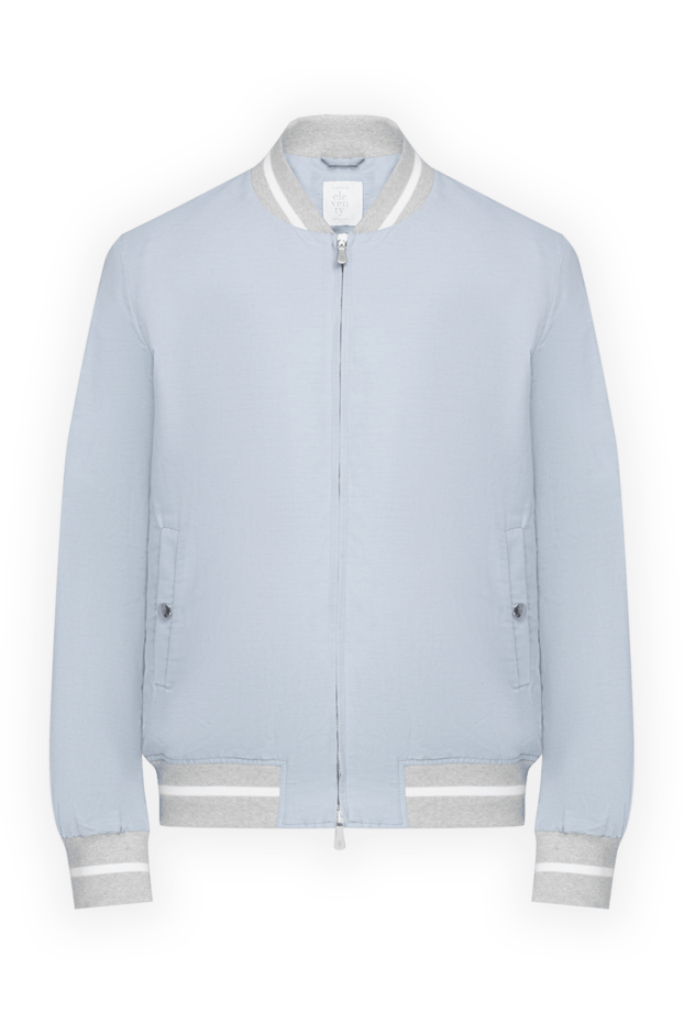 Eleventy men's light blue bomber jacket with grey and white stripes 177513 - photo 1