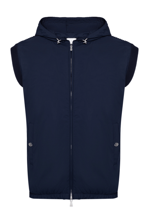 Eleventy men's blue linen and polyamide vest 177539 - photo 1