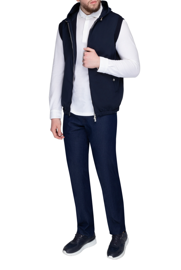 Eleventy men's blue linen and polyamide vest 177539 - photo 2