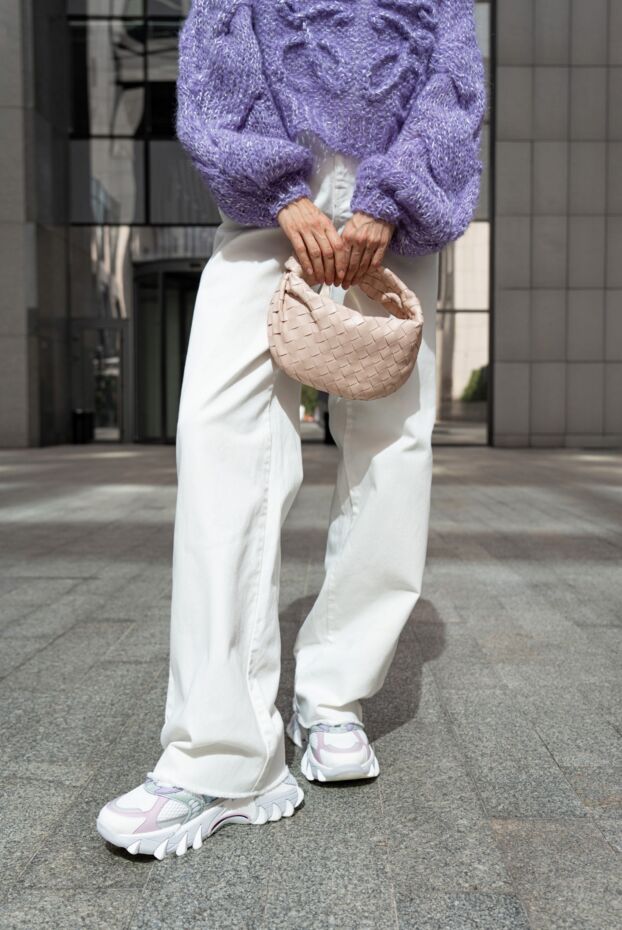 Balmain b-east pb white monogram logo sneakers with pink accents 177555 - photo 2
