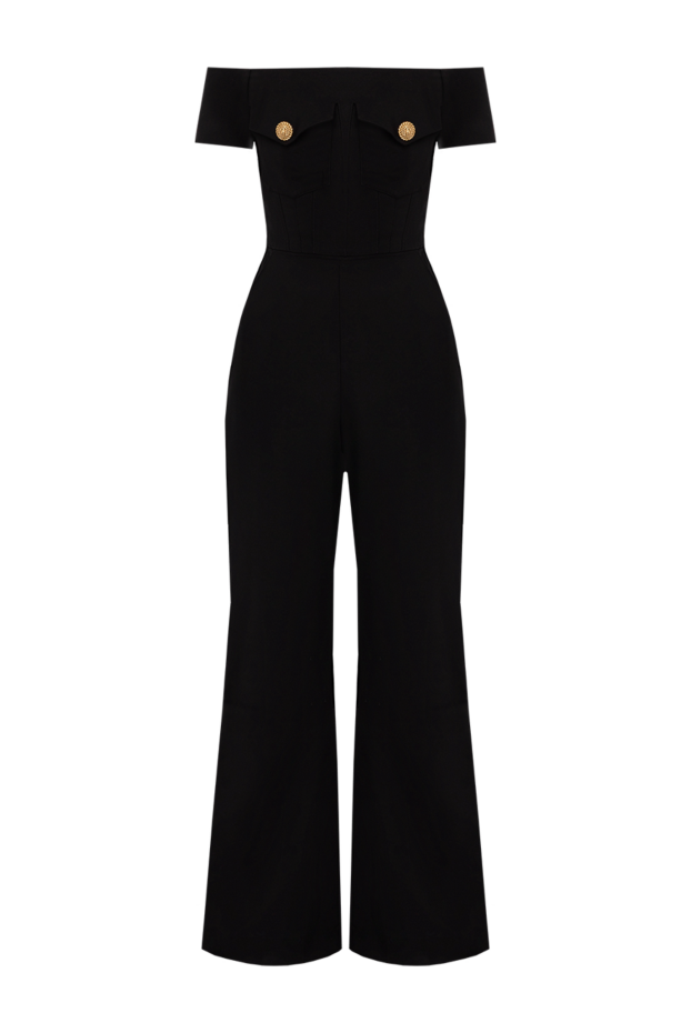 Balmain кең аяқты шалбары бар әйелдерге арналған қара комбинезон 177569 - фото 1