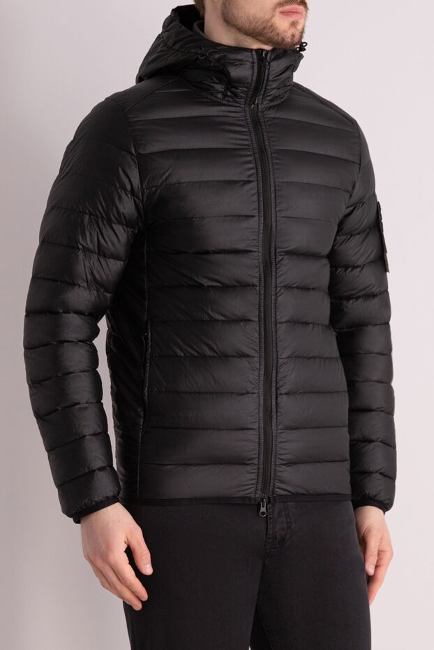 Stone Island пуховик мужской чёрный с капюшоном и логотипом на рукаве
177606 - фото 3