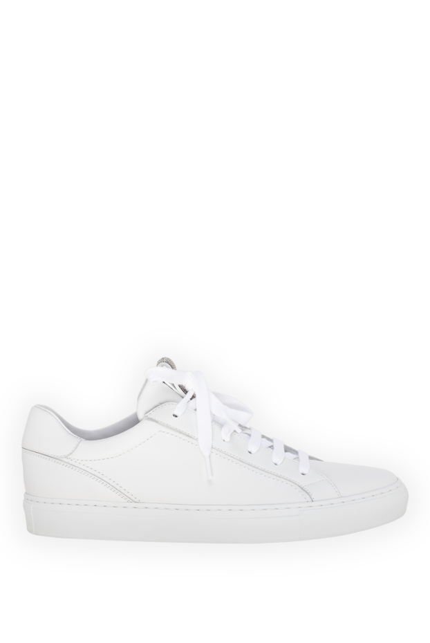Women's genuine leather snickers in white - photo 1