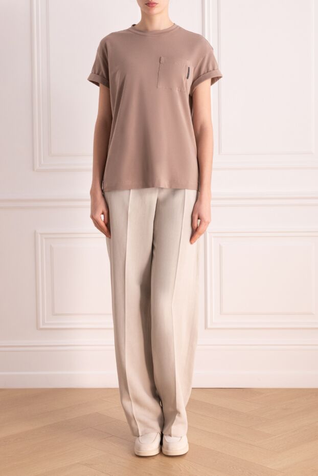 T-shirt made of cotton and elastane for women brown - photo 2