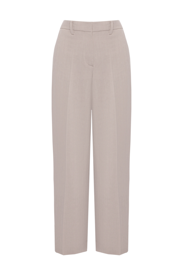 Brunello Cucinelli брюки из вискозы и льна женские бежевые 177699 - фото 1