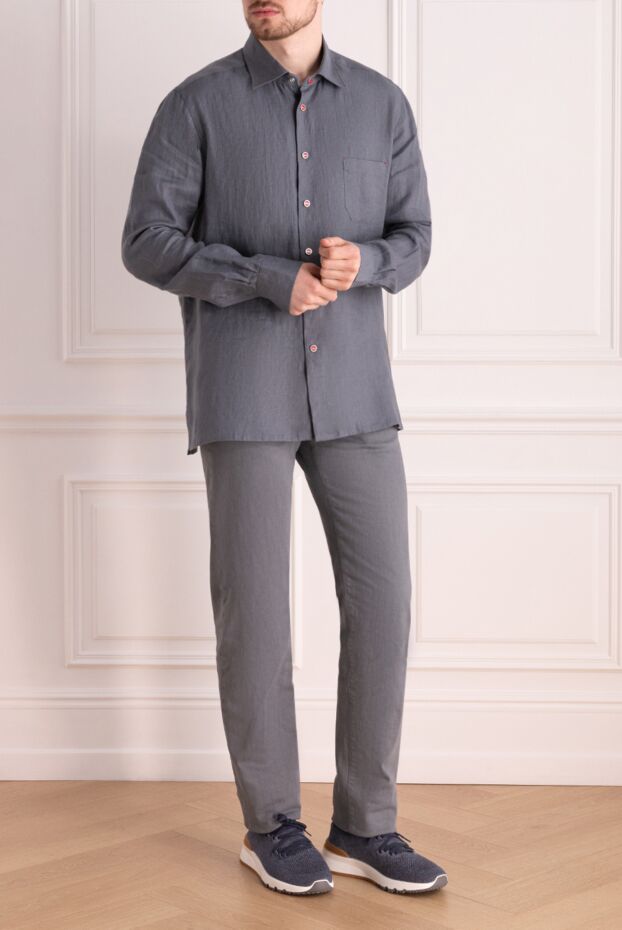 Kiton gray linen shirt for men 177716 - photo 2