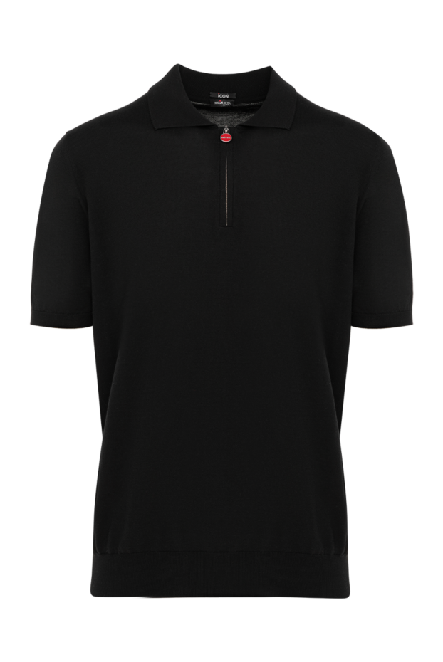 Kiton stylish black polo shirt with a zip and a red accent on the fastening element 177720 - photo 1