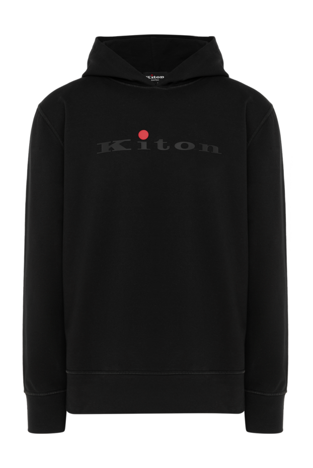 Kiton ерлерге арналған қара мақтадан және эластаннан жасалған капюшон 177725 - фото 1
