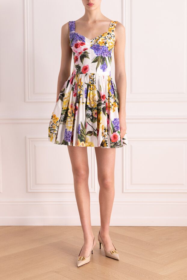 Dolce & Gabbana платье мини с расклешенной юбкой и широкой линией бретелей с флоральным принтом 177772 - фото 3