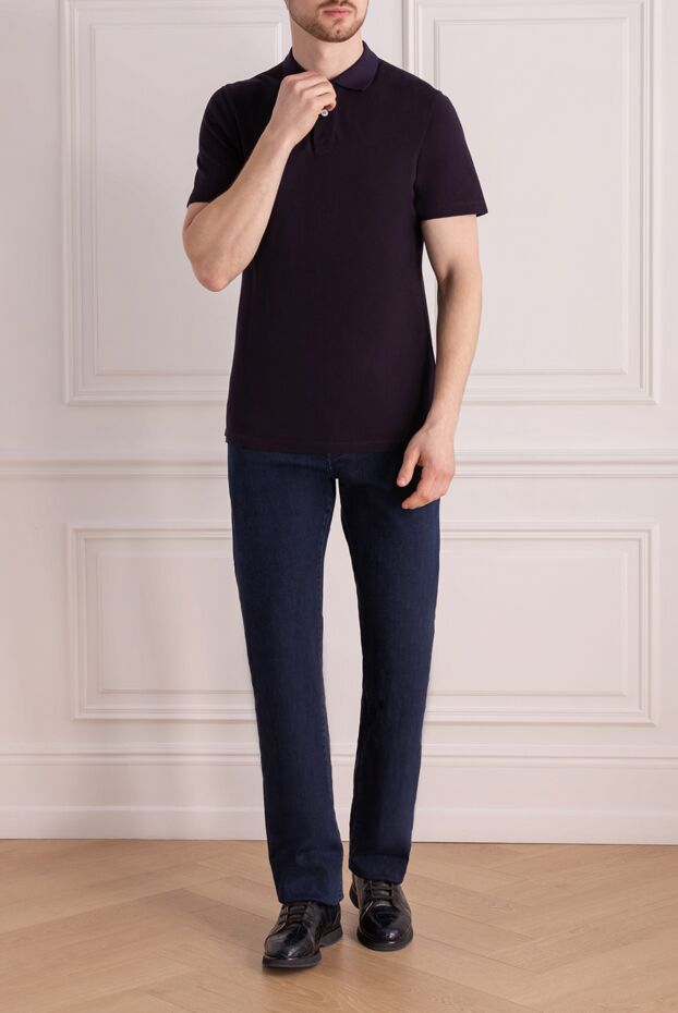 Jacob Cohen dark blue men's jeans with soft abrasions and a straight cut
 177837 - photo 2