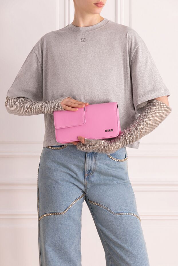 MSGM women's pink leather and polyurethane bag 177856 - photo 2