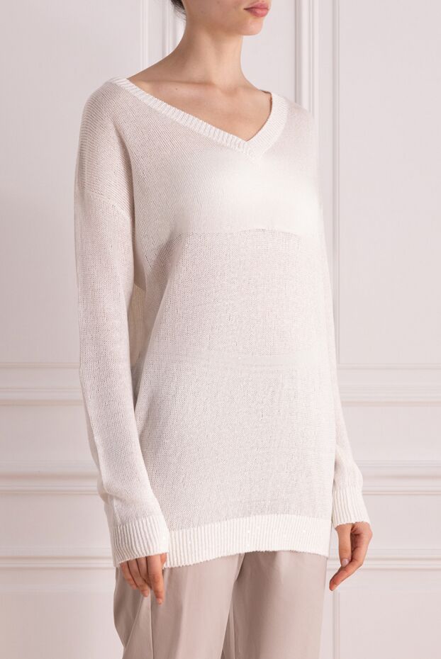 Brunello Cucinelli linen and silk jumper for women white 178003 - photo 3