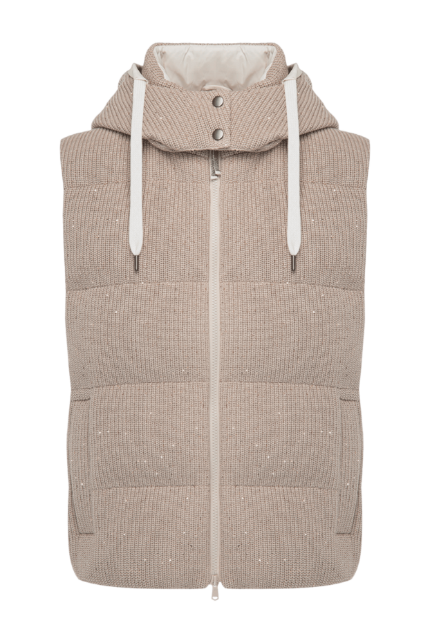 Beige cotton and polyamide vest for women. - photo 1