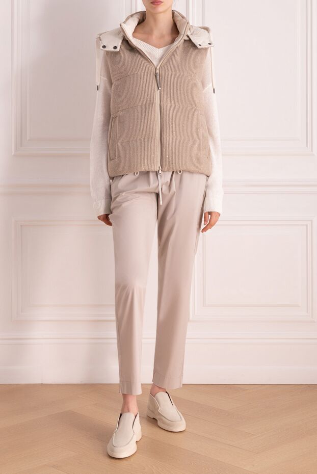 Beige cotton and polyamide vest for women. - photo 2