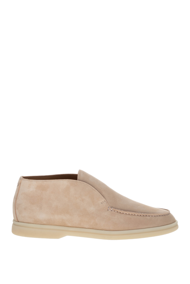 Light beige suede boots with stitched piping - photo 1