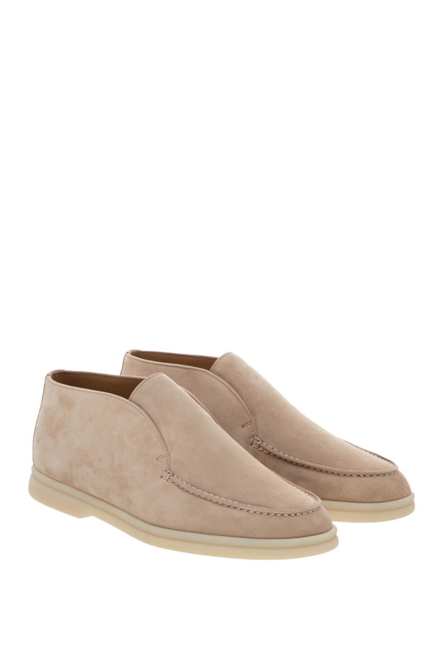 Light beige suede boots with stitched piping - photo 2