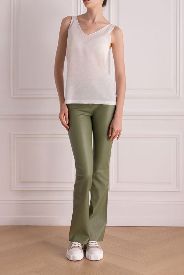 Max&Moi pants made of genuine leather for women green 178155 - photo 2