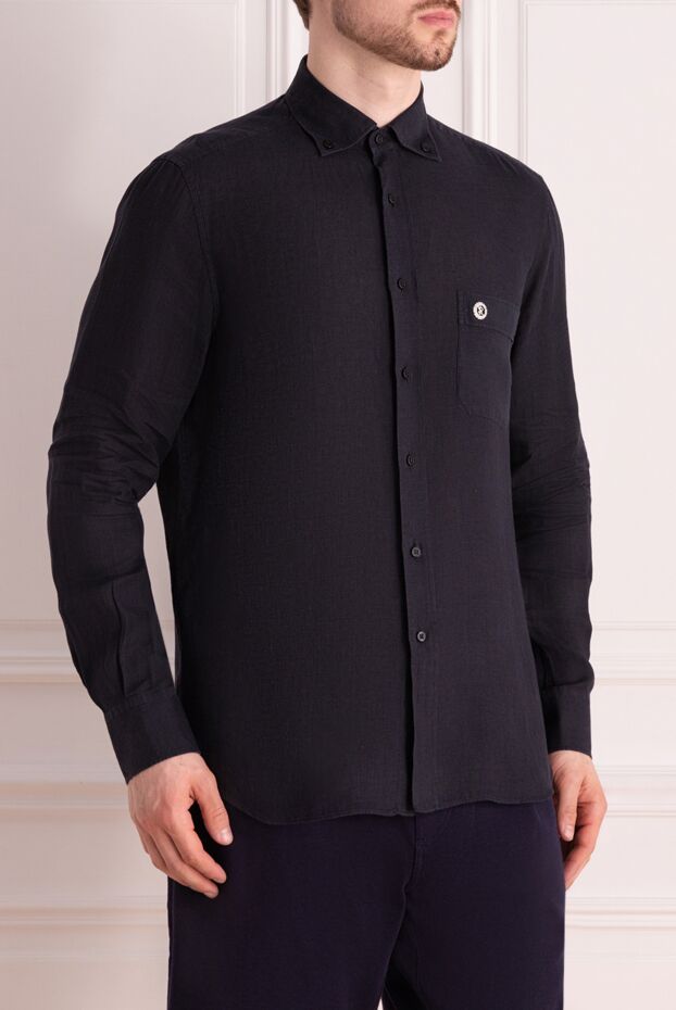 Stefano Ricci рубашка изо льна мужская черная 178191 - фото 3