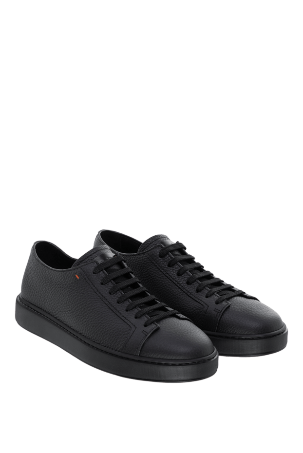 Santoni grained leather sneakers with simple stitching and a matte sole
 178213 - photo 3