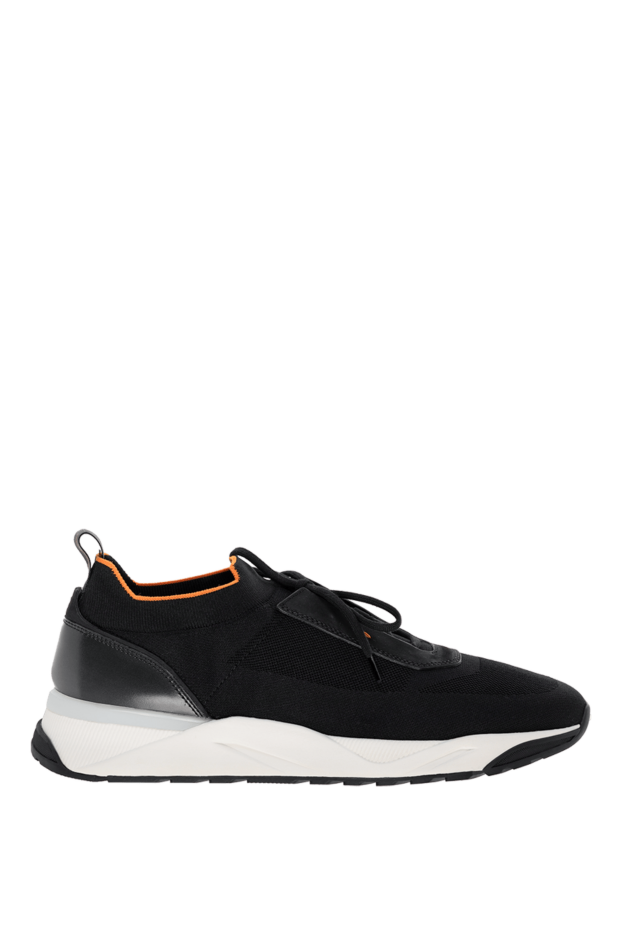 Santoni men's black stretch knit sneakers with nubuck inserts 178215 - photo 1