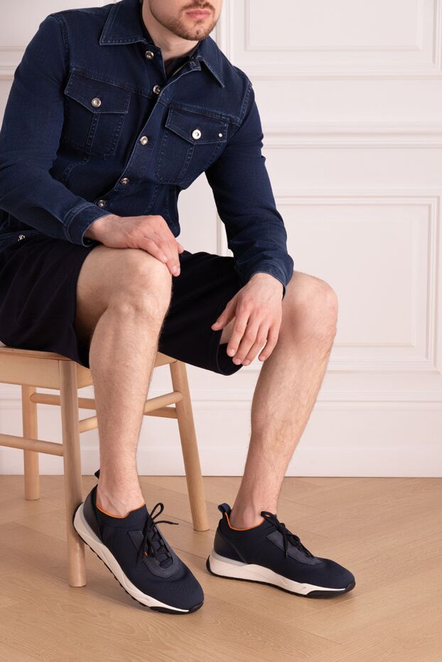 Santoni low-top sock sneakers in stretch fabric with nubuck accents 178216 - photo 2