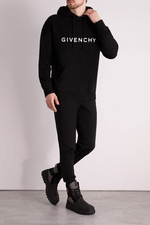 Givenchy черное мужское худи прямого кроя с капюшоном и логотипом 178223 - фото 2