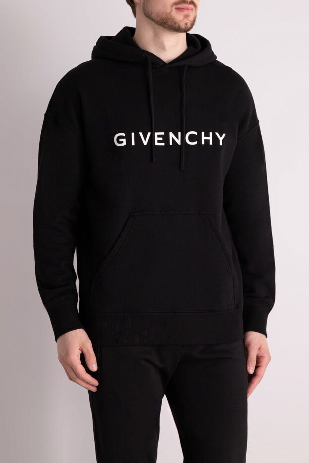 Givenchy черное мужское худи прямого кроя с капюшоном и логотипом 178223 - фото 3