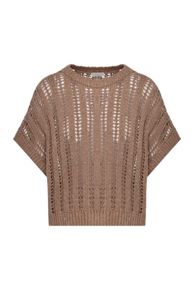 Brunello Cucinelli brown knitted openwork sleeveless jumper 178237 - photo 1