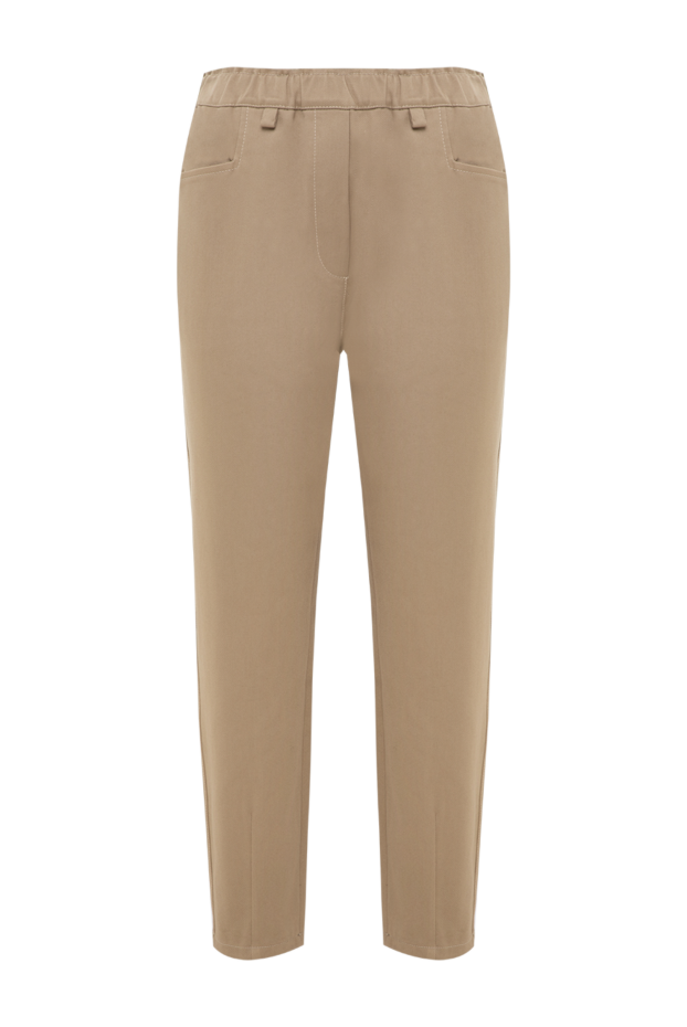 Brunello Cucinelli брюки из хлопка женские бежевые 178280 - фото 1