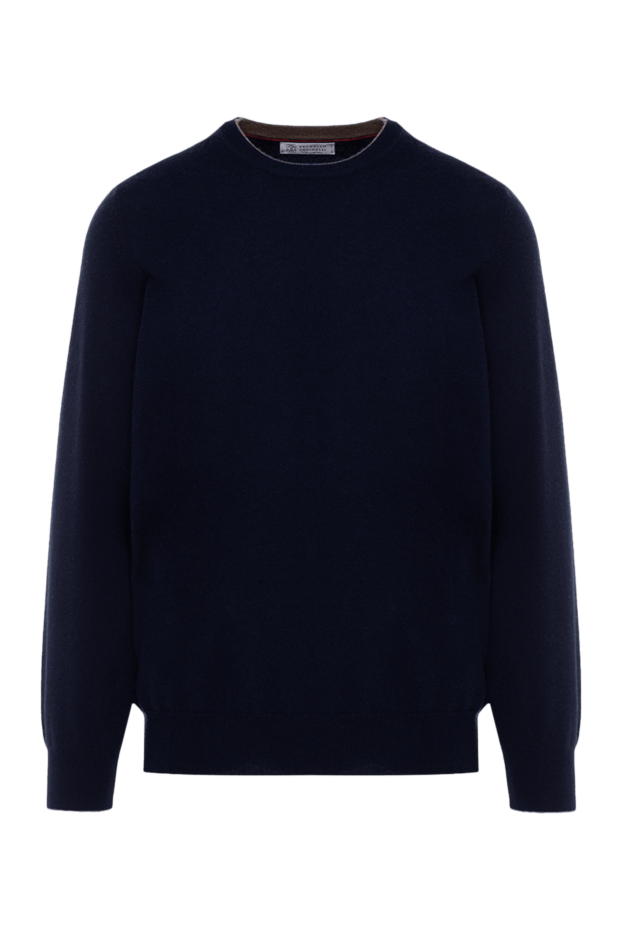 Brunello Cucinelli теплый кашемировый джемпер мужской синий 178302 - фото 1