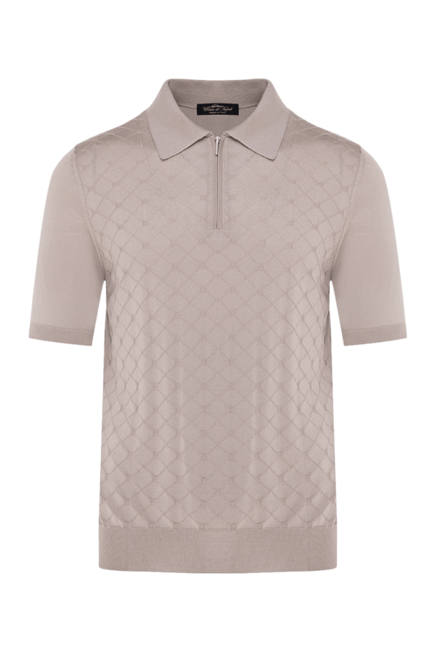 Cesare di Napoli beige silk polo shirt with textured weave and zipper
178328 - photo 1