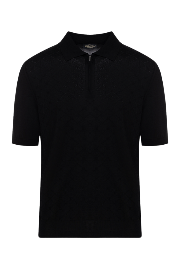 Cesare di Napoli men's black silk polo shirt with short sleeves and a zipper.
178331 - photo 1