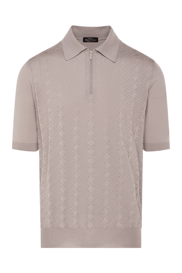 Cesare di Napoli men's beige silk polo shirt with a raised pattern and zipper
178333 - photo 1
