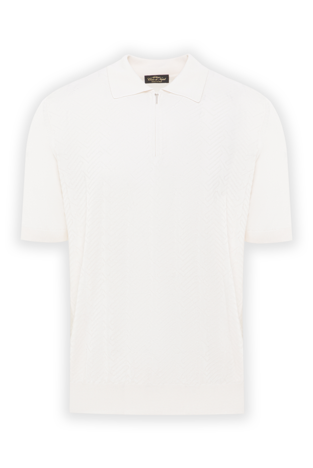 Cesare di Napoli men's white silk polo with a pattern 178335 - photo 1