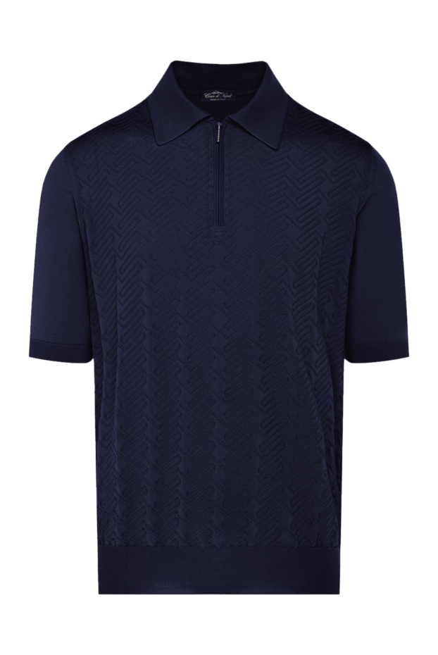Cesare di Napoli men's dark blue silk polo shirt with textured weave
178336 - photo 1