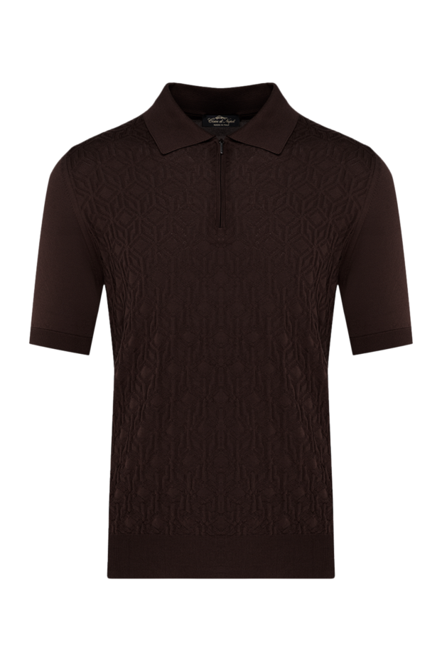Cesare di Napoli men's brown silk polo shirt with a raised pattern
178339 - photo 1