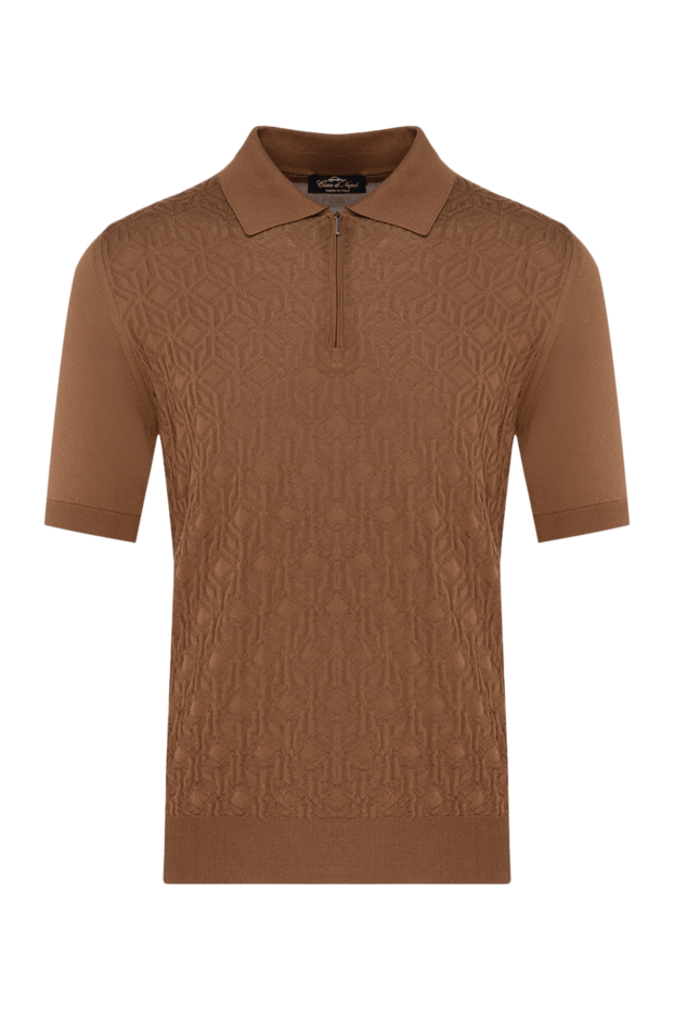 Cesare di Napoli caramel men's silk polo shirt with a 3d pattern
178340 - photo 1