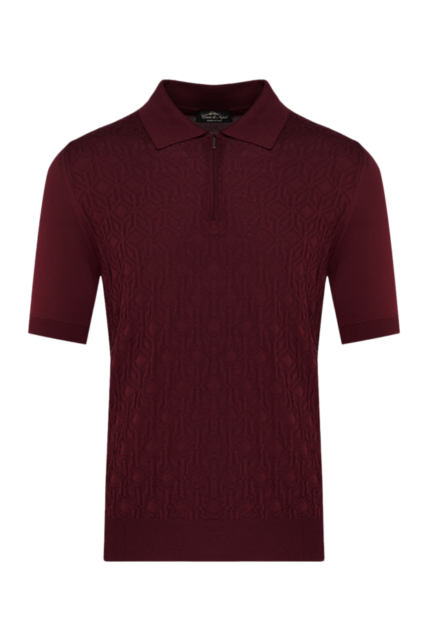 Cesare di Napoli men's burgundy silk polo shirt with a relief pattern and a zipper 178341 - photo 1