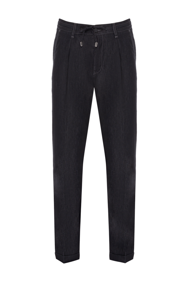 Scissor Scriptor men's dark trousers with a drawstring waist and turn-ups 178440 - photo 1