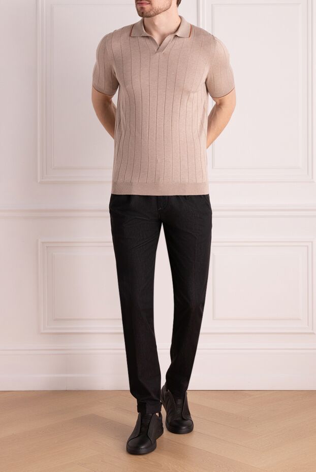 Scissor Scriptor men's dark trousers with a drawstring waist and turn-ups 178440 - photo 2
