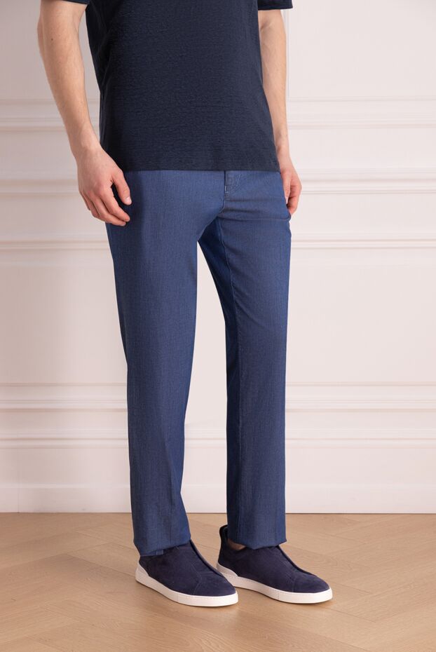 Scissor Scriptor men's light blue drawstring denim trousers 178441 - photo 3