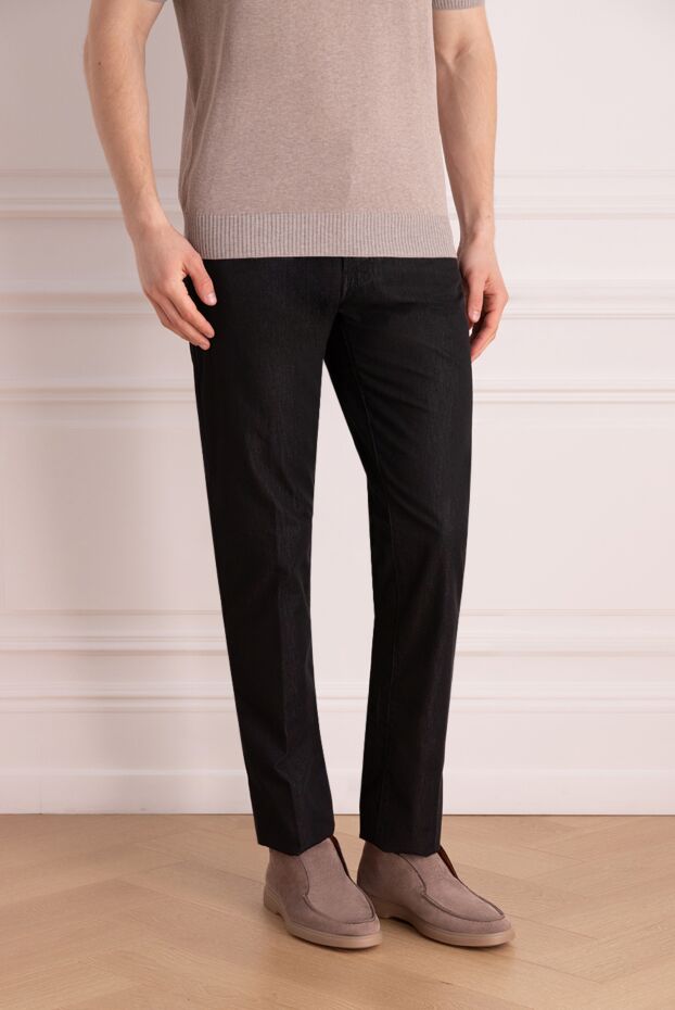 Scissor Scriptor men's black denim jeans with a crocodile patch 178444 - photo 3